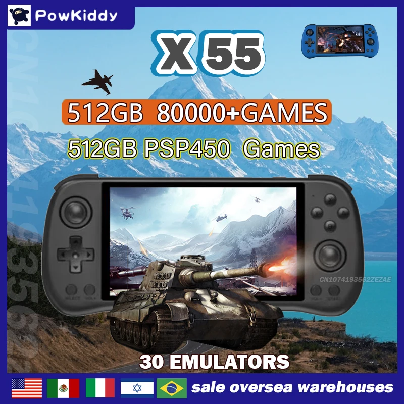 Gaming Console X55 - 80000 игр 512G POWKIDDY X55 5,5-дюймовый